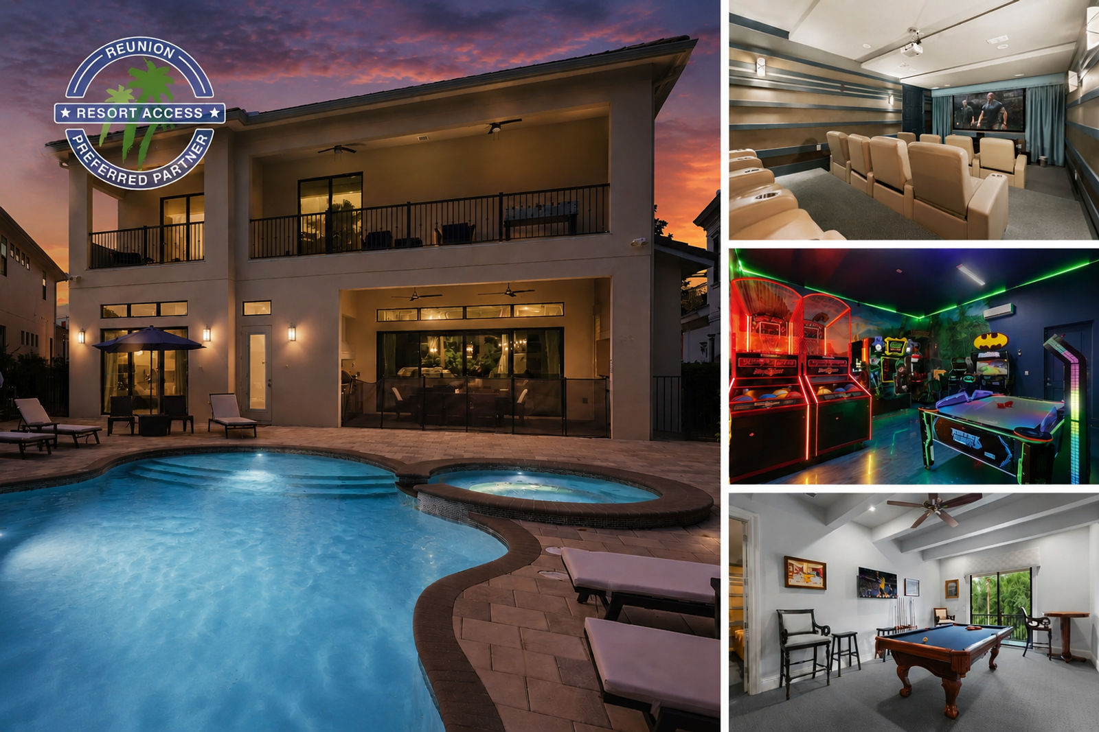 Welcome to Enchanted Estate at Reunion, a 9-bedroom villa with a private pool, theater, gameroom, and custom kids bedrooms | Photos Taken: August 2026