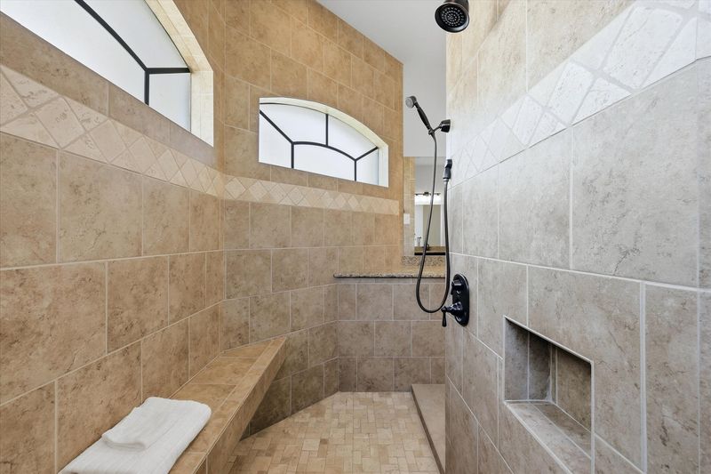 Large walk-in shower in primary