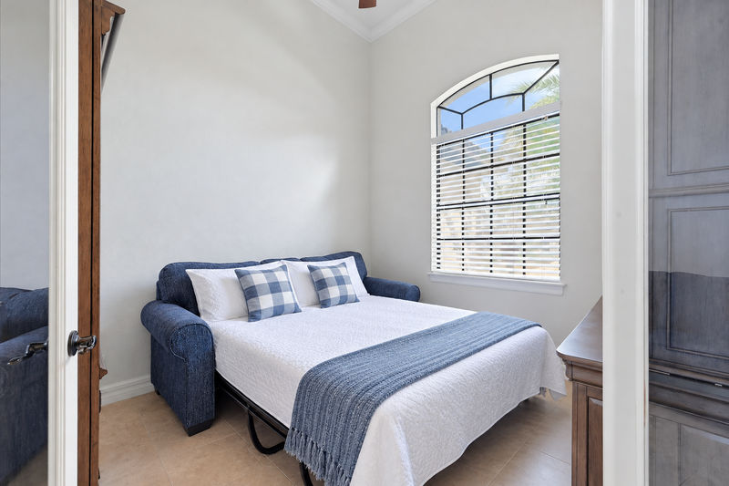 The office area offers a space to work if needed and a queen-sized sleeper sofa for an additional sleeping space
