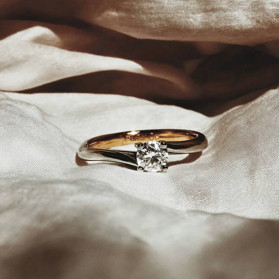 wavy white gold engagement ring