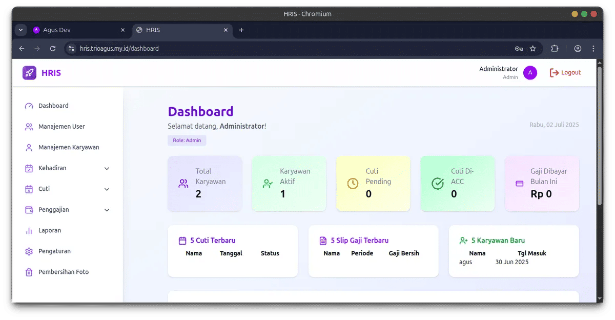 Aplikasi Website Hris