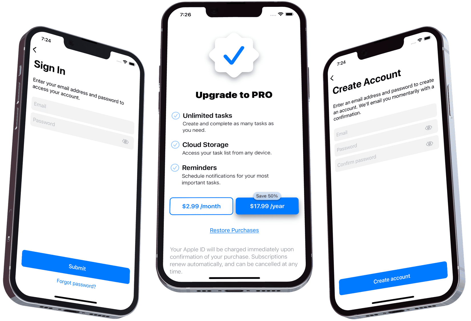 Swift Starter Kits is a production ready iOS app template that uses SwiftUI, Firebase and RevenueCat to help build a profitable mobile app business.