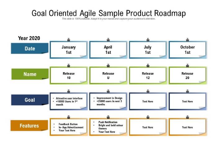 example of goal oriented product roadmap