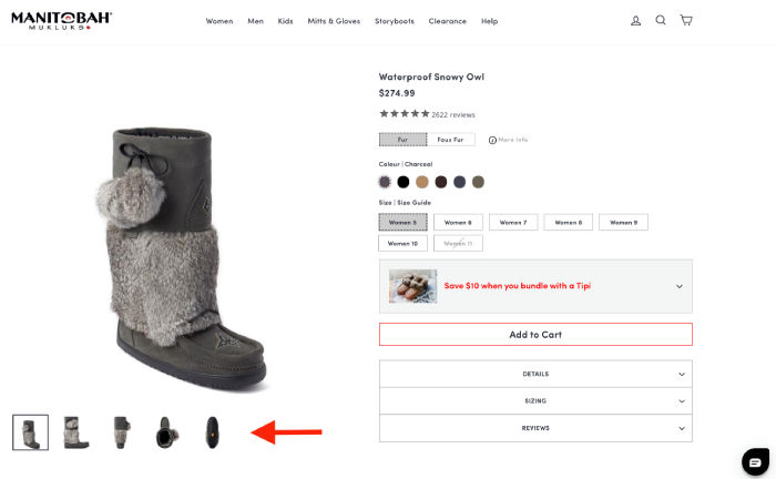 Manitobah Mukluks product page