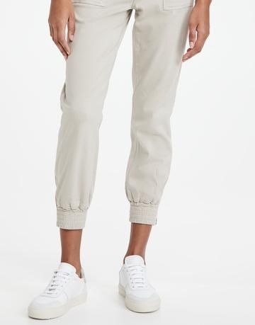 Women’s Beige Casual Jogger Pants with Elastic Cuffs