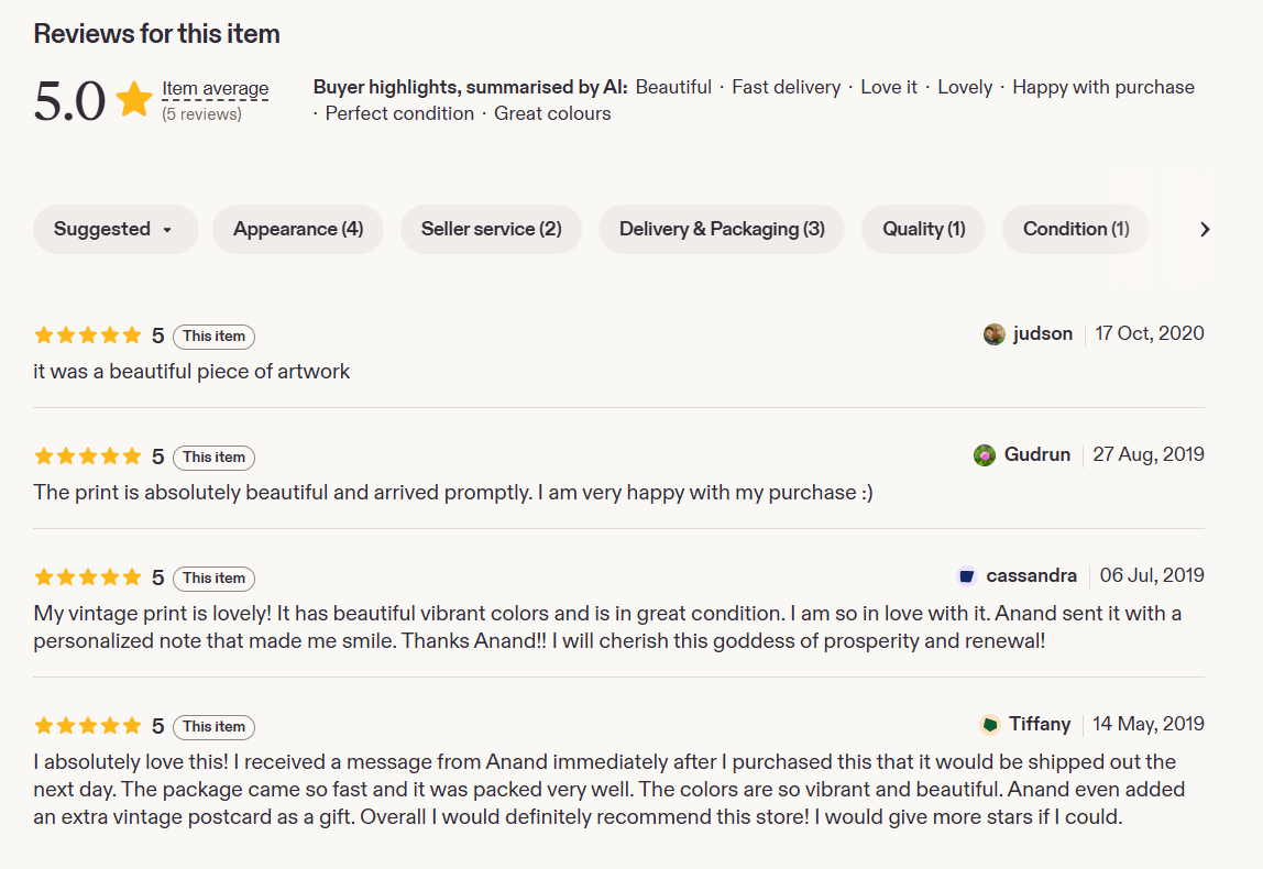 etsy screenshot reviews gajalakshmi