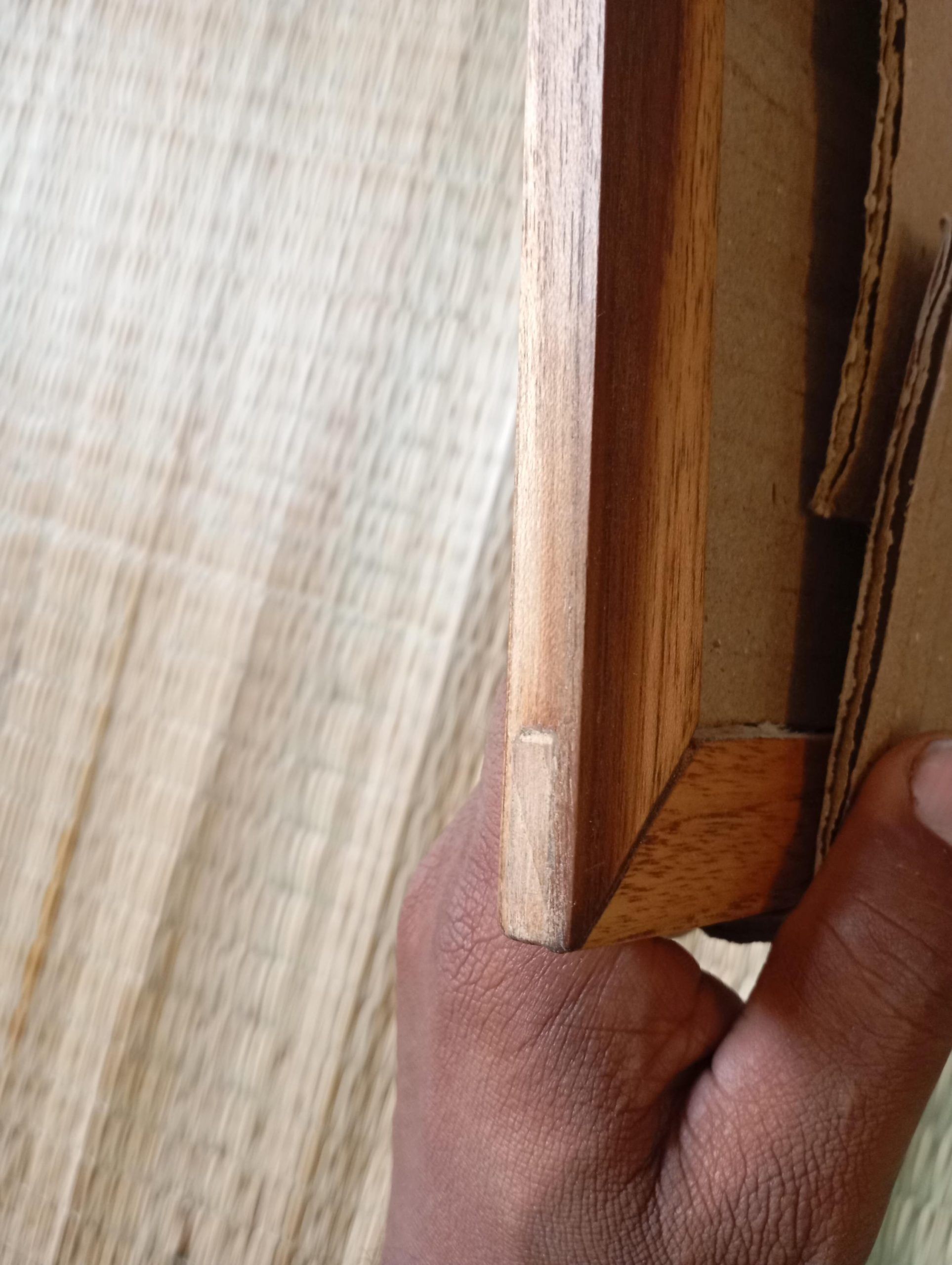 shows the corner of the frame