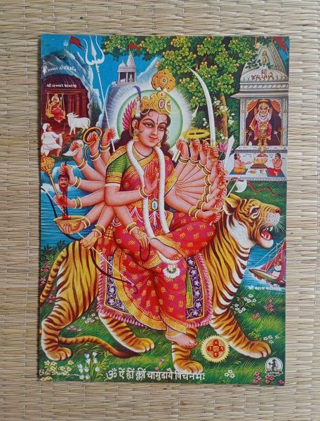 Goddess Chamunda devi Vintage devotional hindu print wallart decor