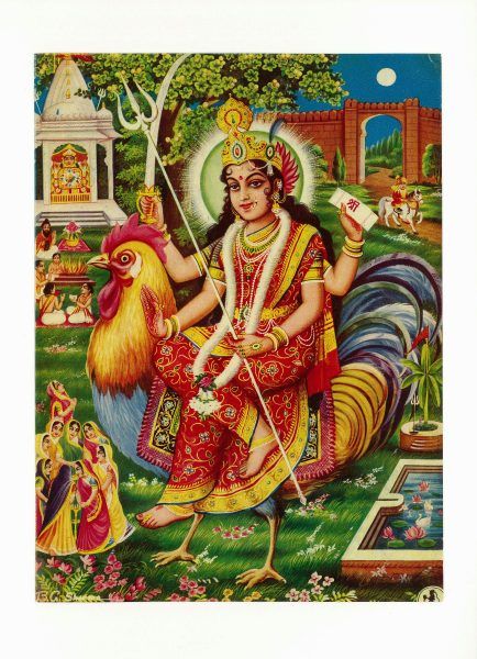 Vintage Print of Bahucharji Ma, devotional hindu goddess
