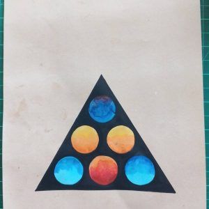 Yantra - The Cosmos, tantric handmade watercolor painting, vintage paper