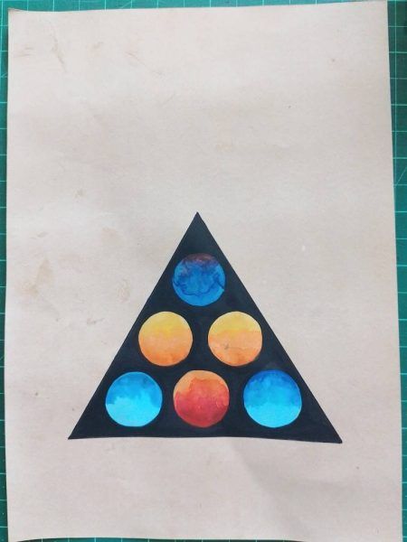 Yantra - The Cosmos, tantric handmade watercolor painting, vintage paper