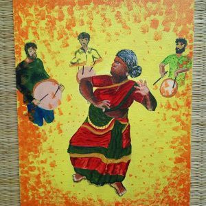 Primal beat, dancing goddess, acrylic painting