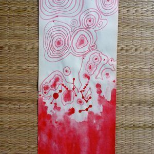 Meditating on Red Watercolor – Indian Original Abstract Painting - 001