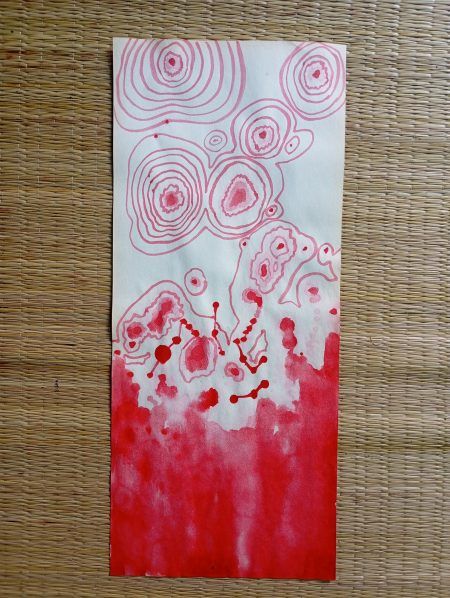 Meditating on Red Watercolor – Indian Original Abstract Painting - 001