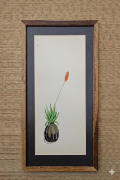 Aloe Vera Succulent antique planter grounded handmade watercolor painting