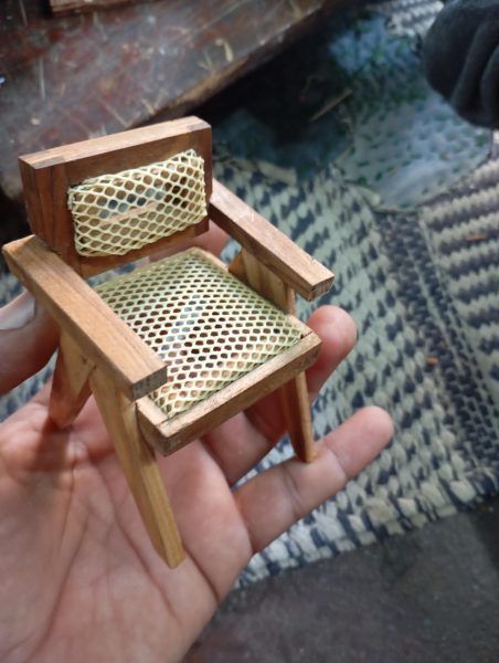 Miniature wooden Chandigarh Chair designed by Le Corbusier