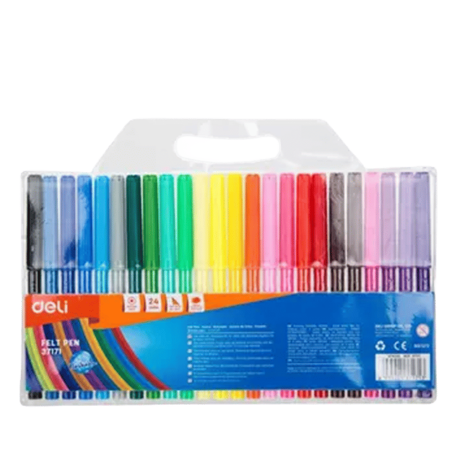 Deli Felt Pen 24 PCS – Vibrant Colors for Writing, Drawing & Creative Projects