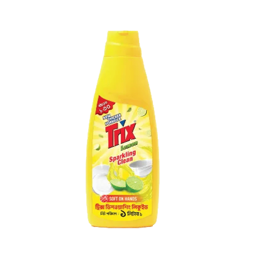 Trix Dishwashing Liquid (Lemon) 1 L – Powerful Grease Removal & Fresh Lemon Scent