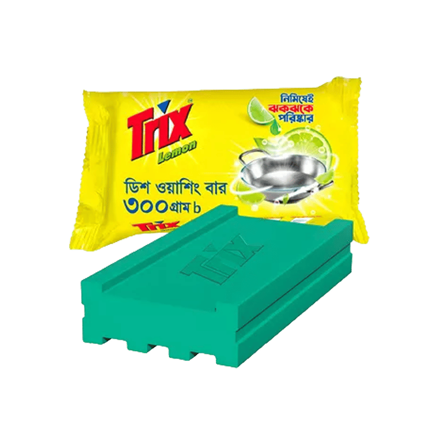 Trix Dish Washing Bar Lemon 300 gm – Powerful Grease Removal & Fresh Lemon Scent