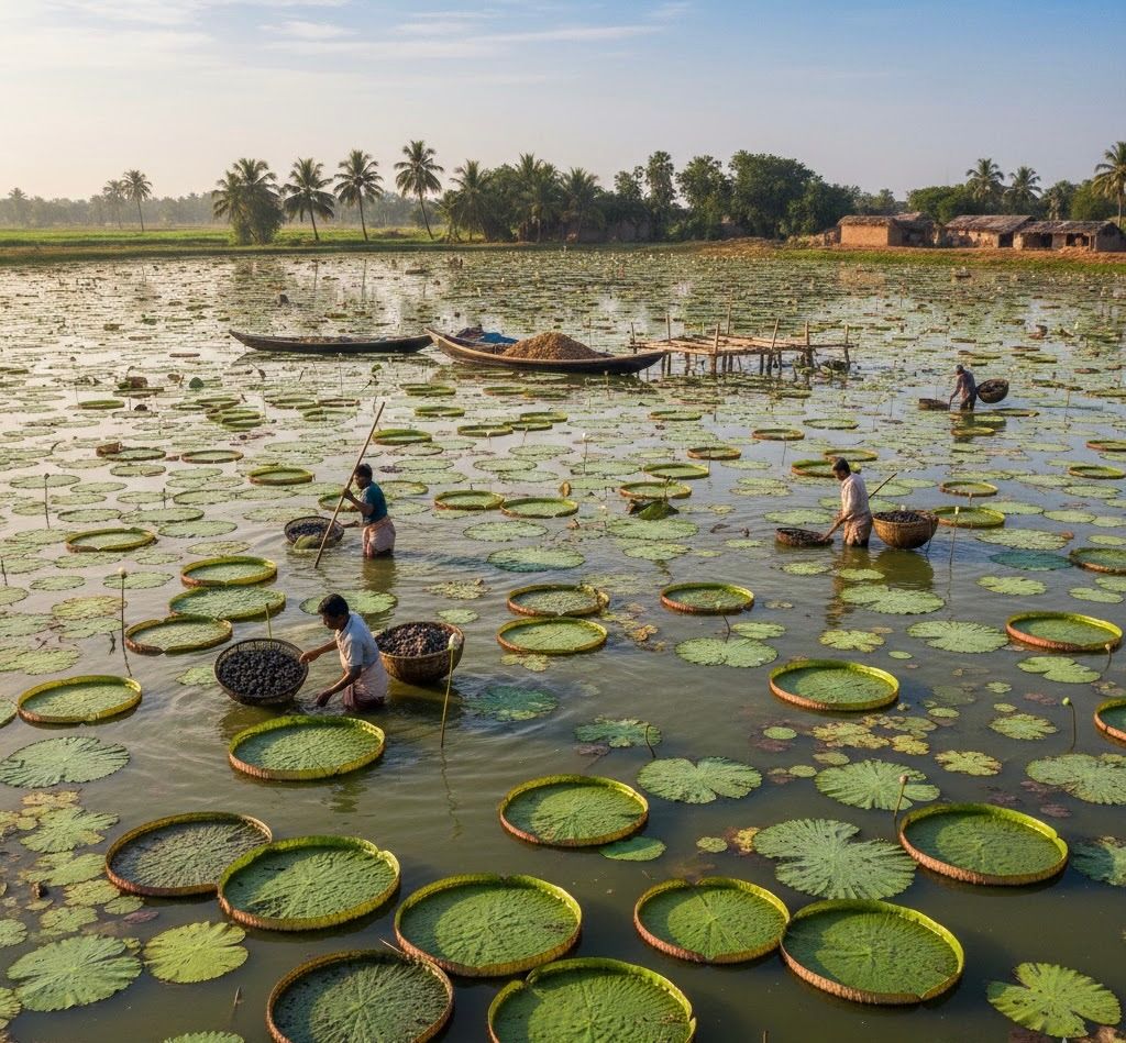 Lotus leaves on water