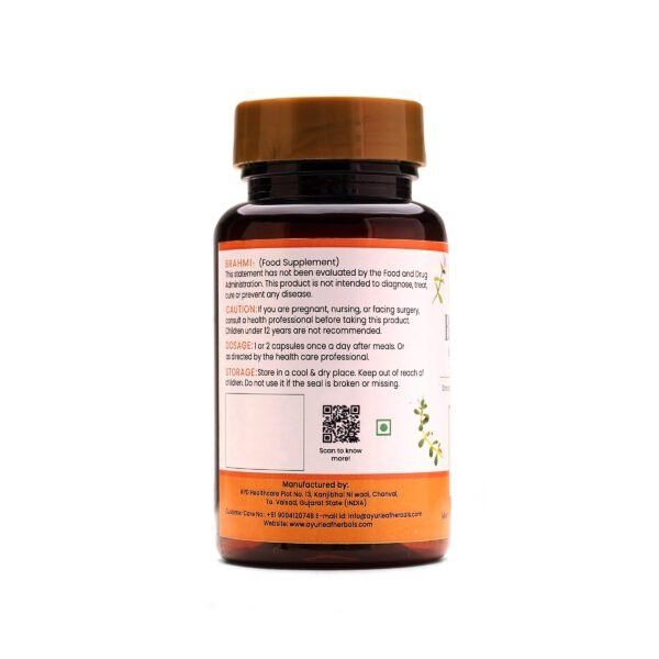 Brahmi Extract Blended Capsules 500mg |  60 Capsules Vegan Pack - Image 3