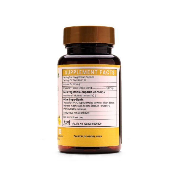 Gokshura Extract Blended Capsules 500mg |  60 Capsules Vegan Pack - Image 4