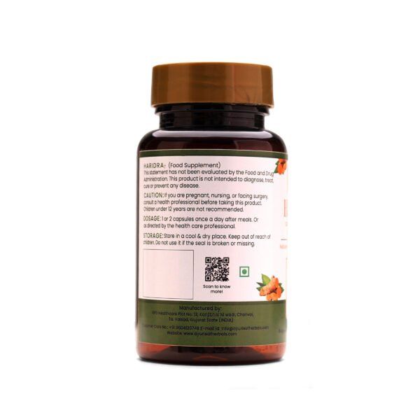 Haridra Extract Blended Capsules 500mg |  60 Capsules Vegan Pack - Image 3