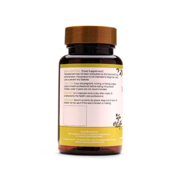 Manjishtha Extract Blended Capsules 500mg |  60 Capsules Vegan Pack - Image 3