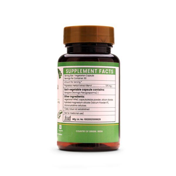 Moringa Extract Blended Capsules 375mg |  60 Capsules Vegan Pack - Image 4