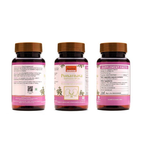 Punarnava Extract Blended Capsules 500mg |  60 Capsules Vegan Pack - Image 5