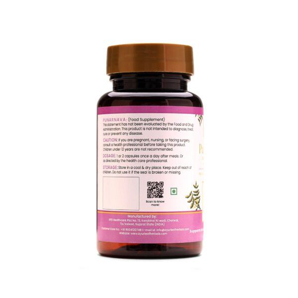 Punarnava Extract Blended Capsules 500mg |  60 Capsules Vegan Pack - Image 3