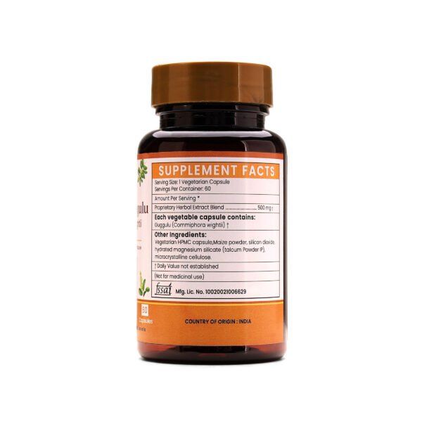 Shuddha Guggulu Extract Blended Capsules 500mg |  60 Capsules Vegan Pack - Image 4