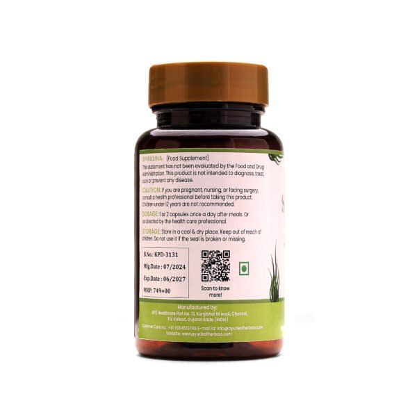 Spirulina Extract Blended Capsules 350mg |  60 Capsules Vegan Pack - Image 3
