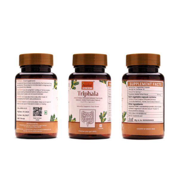 Triphala Extract Blended Capsules 500mg |  60 Capsules Vegan Pack - Image 5