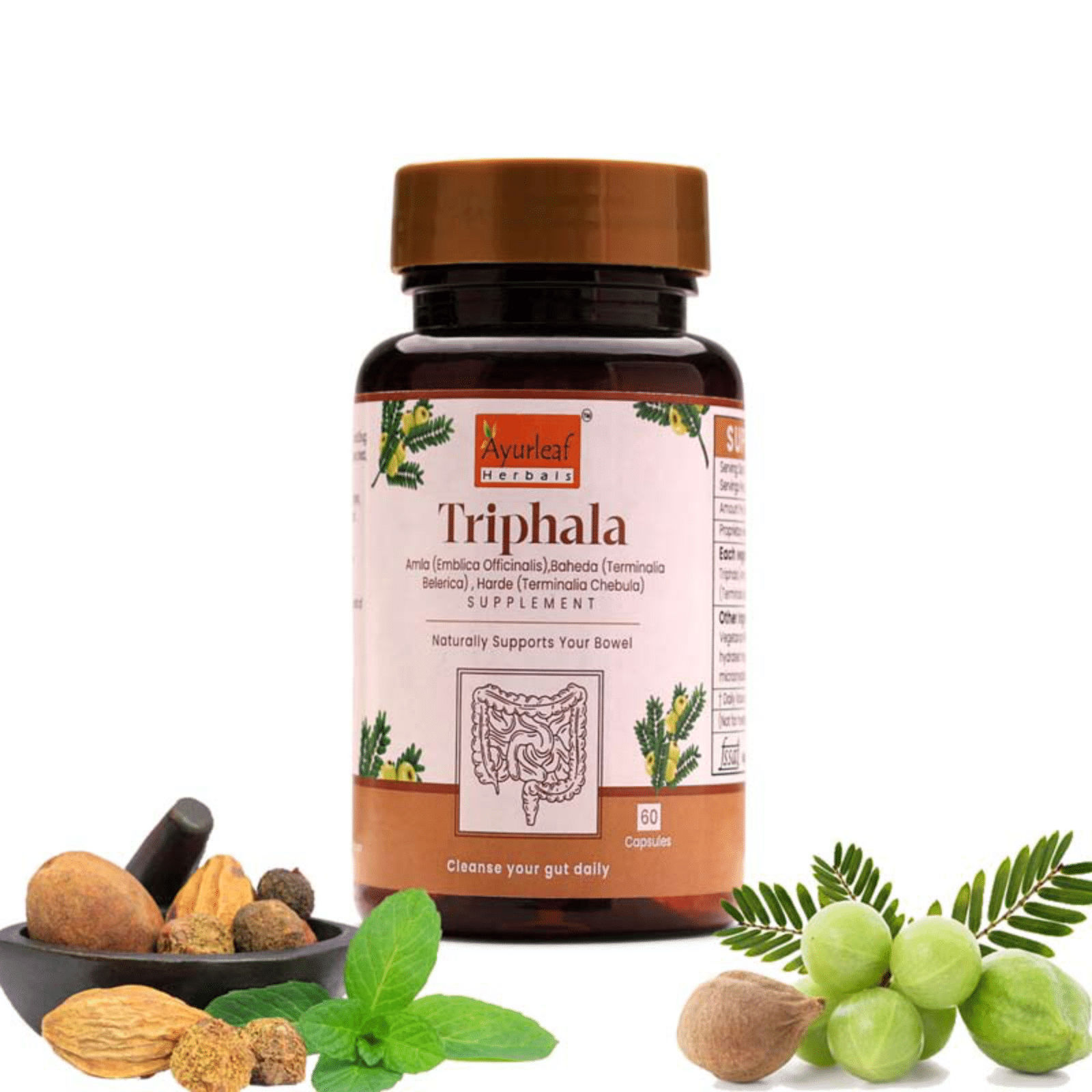 Triphala Extract Blended Capsules 500mg | 60 Capsules Vegan Pack