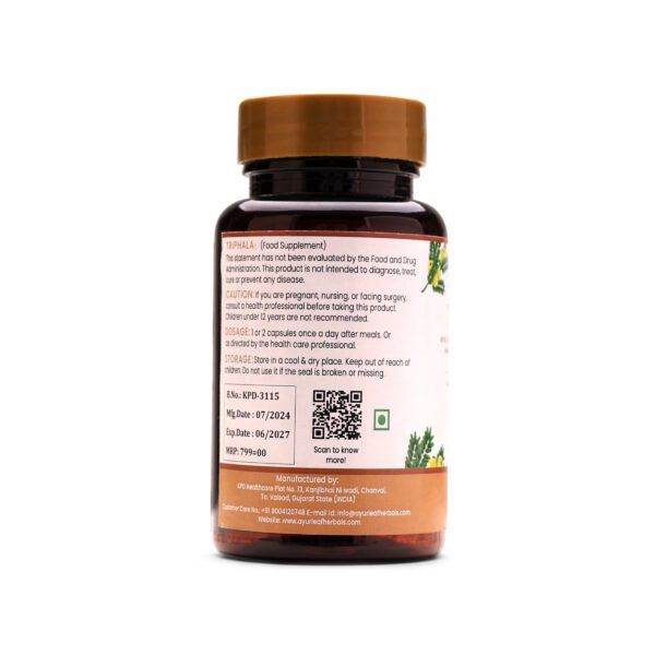 Triphala Extract Blended Capsules 500mg |  60 Capsules Vegan Pack - Image 3