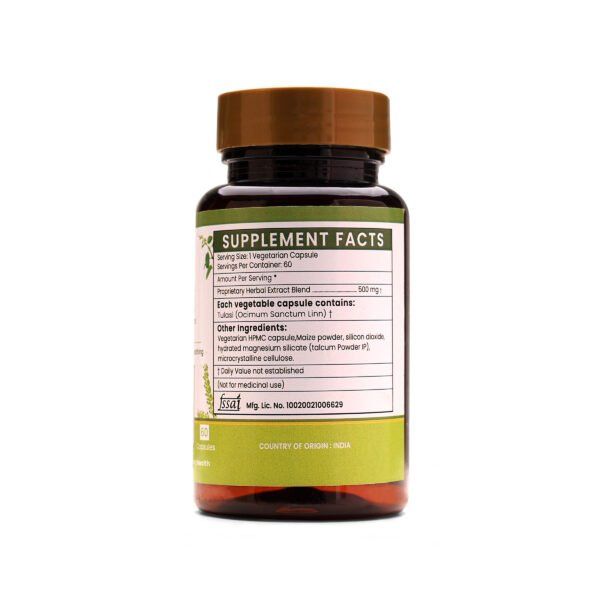 Tulasi Extract Blended Capsules 500mg |  60 Capsules Vegan Pack - Image 4