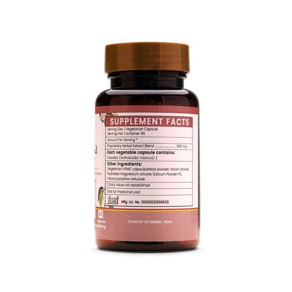 Vasaka Extract Blended Capsules 500mg |  60 Capsules Vegan Pack - Image 4