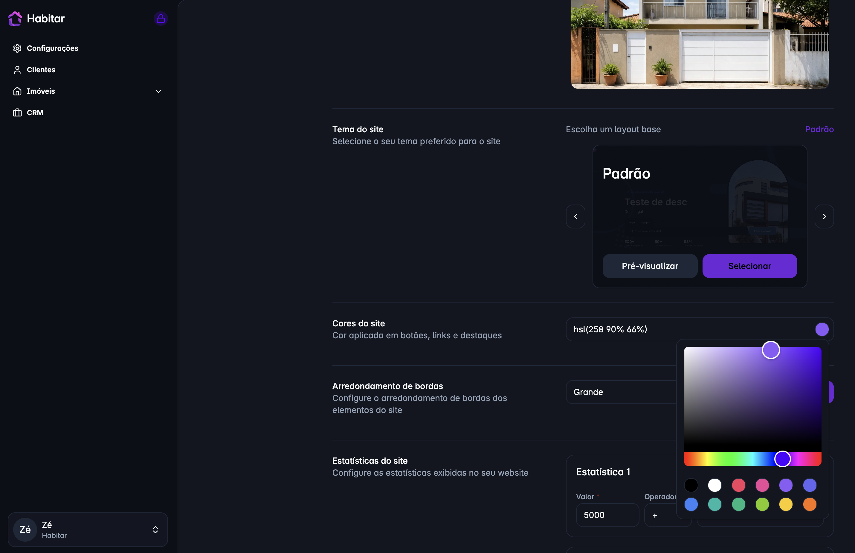 Personalização Visual do Site