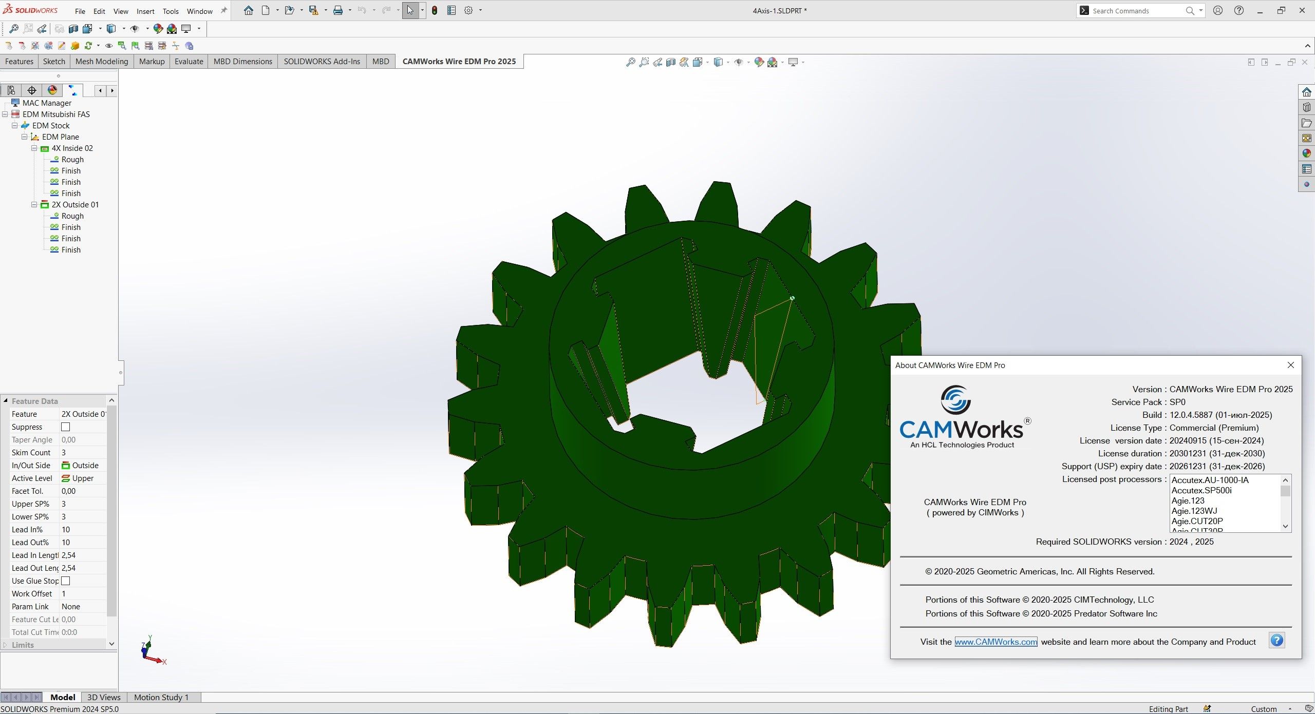 Working with CAMWorks WireEDM Pro 2025 SP0 full activated