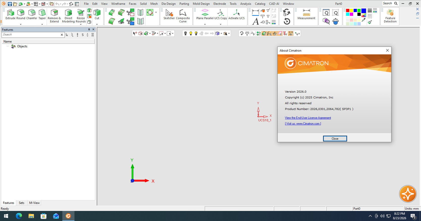 Working with Cimatron 2026.0 SP3P1 full activated