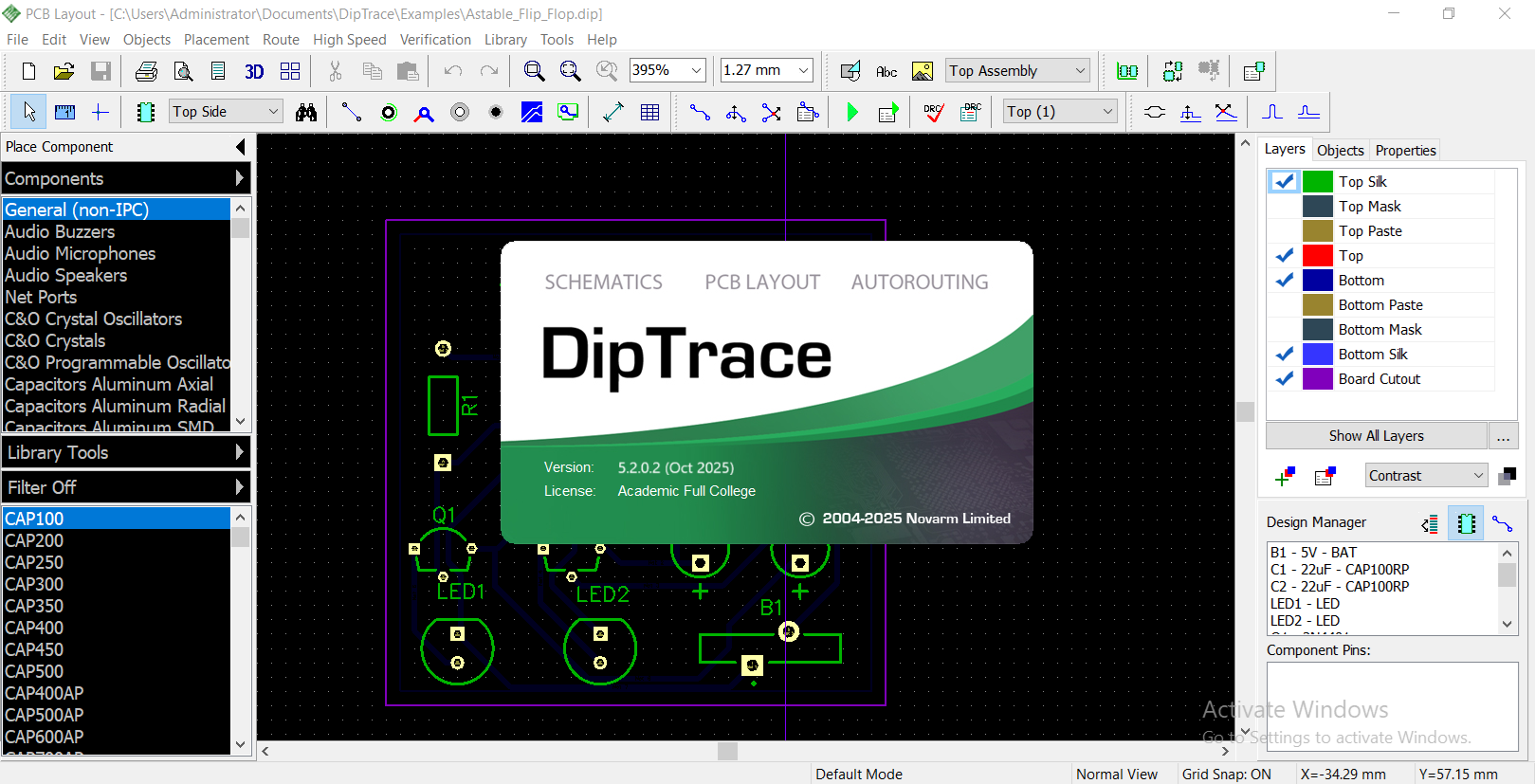 Working with DipTrace 5.2.0.2 full activated Working with DipTrace 5.2.0.2 full activated