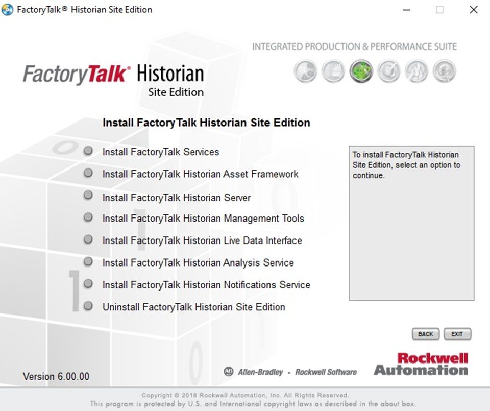 Working with FactoryTalk Historian SE 6.00.00 full activated