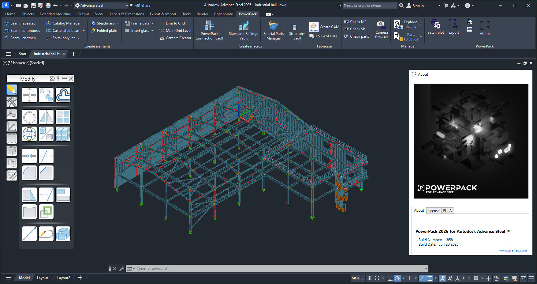 Working with Graitec PowerPack 2026 for Advance Steel full