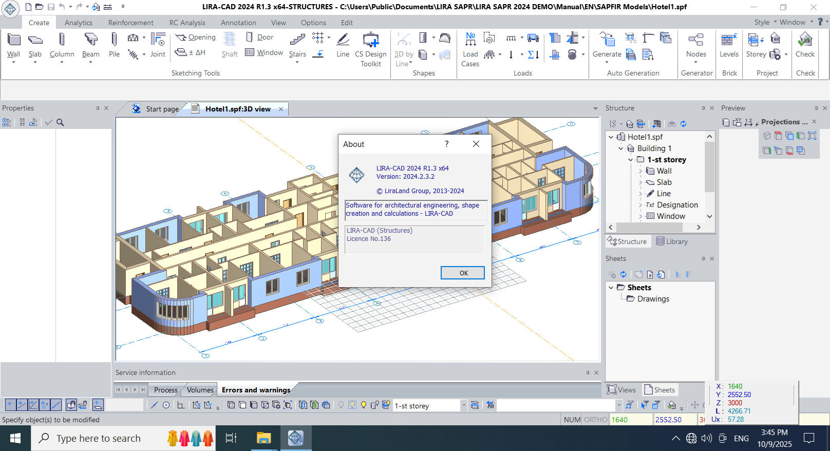 Working with LIRA-CAD 2024.2.3.2 full activated Working with LIRA-CAD 2024.2.3.2 full activated