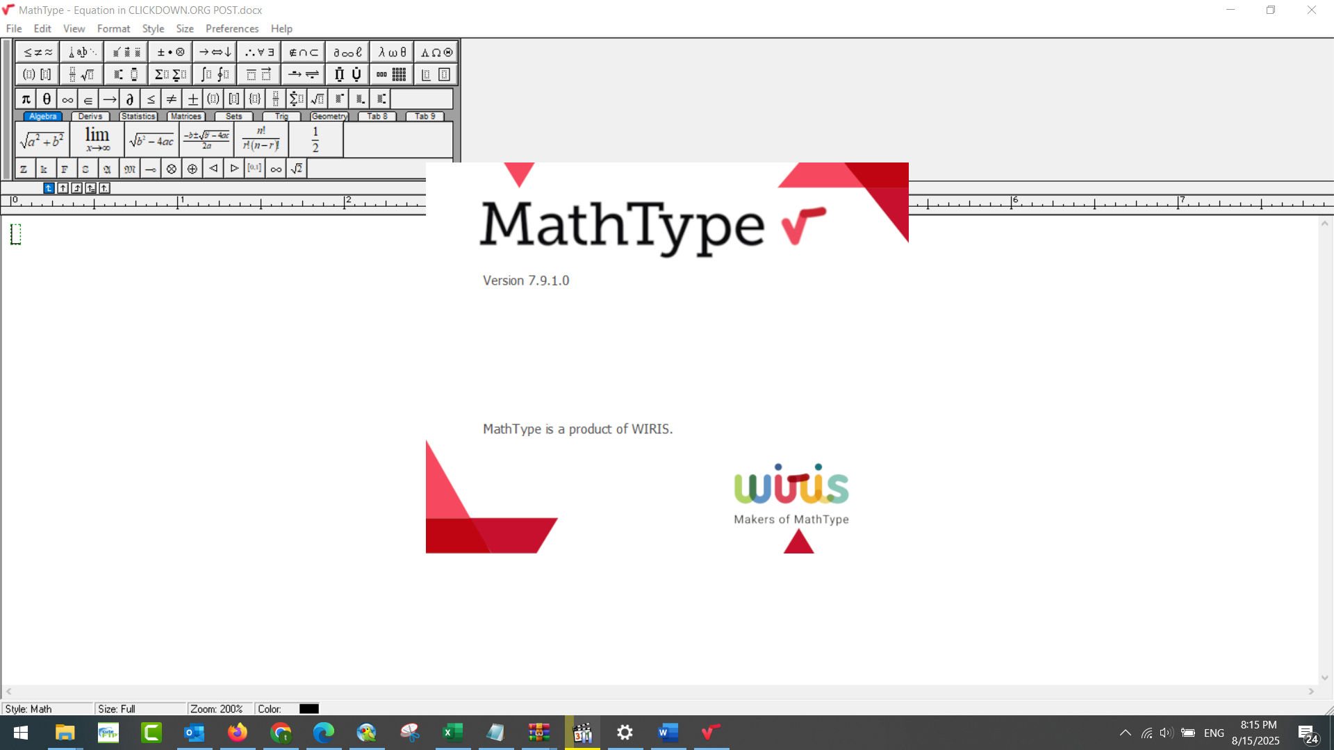 Working with MathType 7.9.1.454 full activated