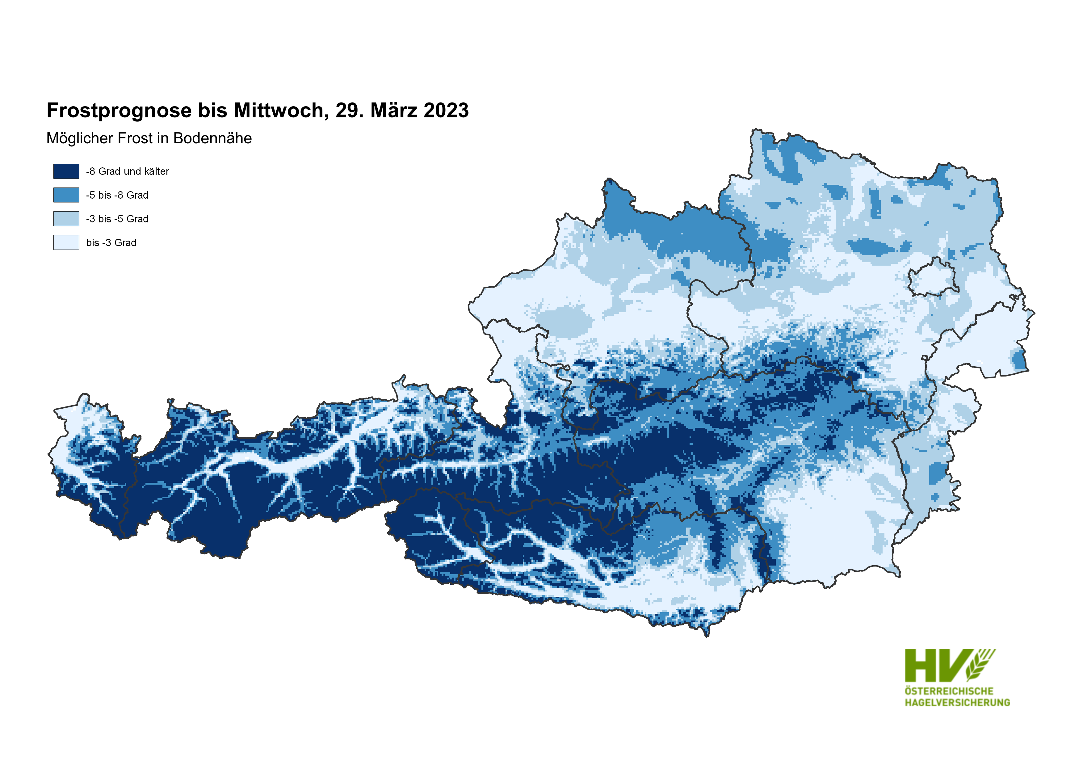 Chart – Frostprognose bis Mittwoch 29. März 2023