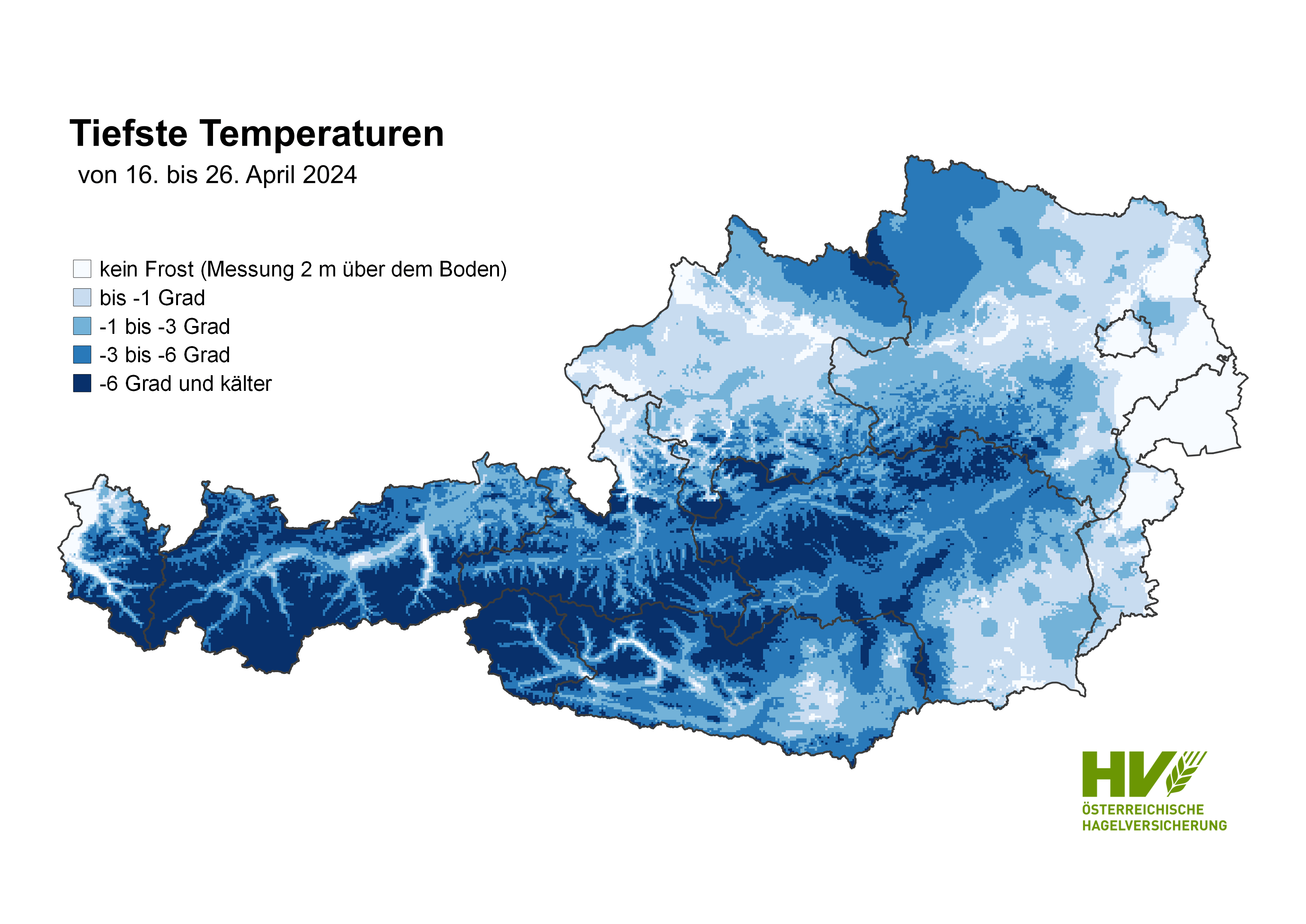 Tiefste Temperaturen 16.-26. April 2024