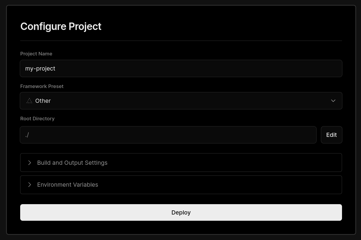 default settings project
