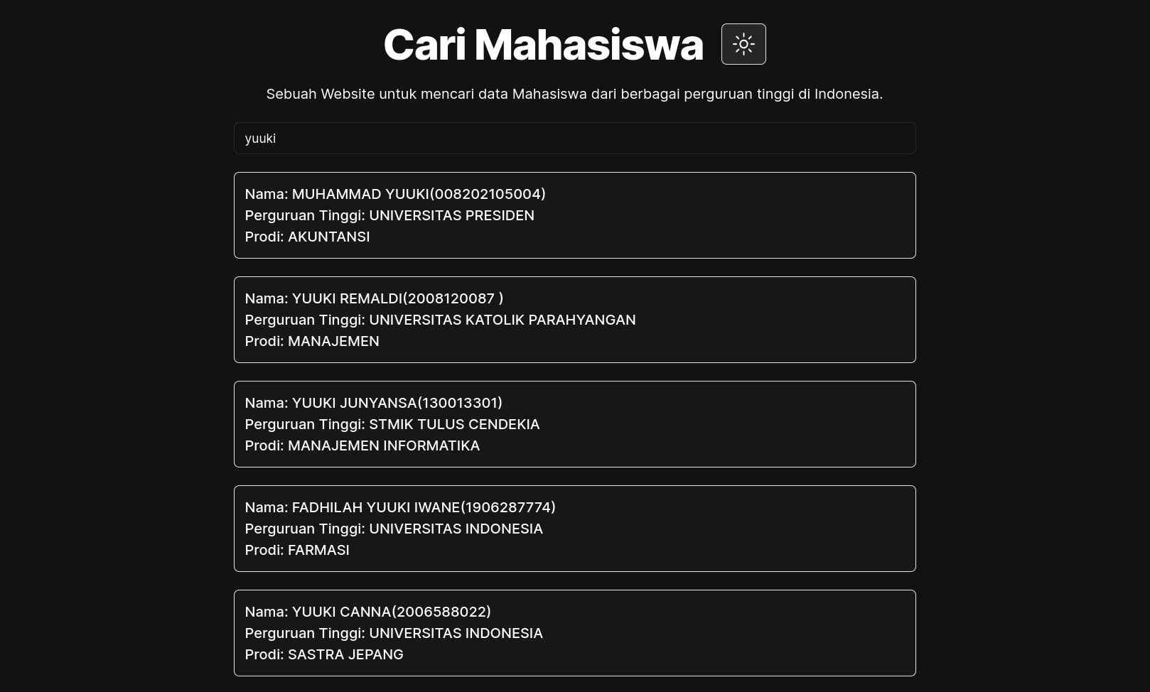 Cari Mahasiswa